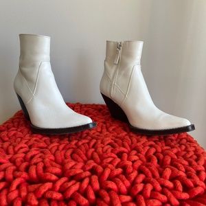 Zara Leather Western Ankle Boots -Size 36